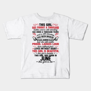 This Girl Was Born In June Kids T-Shirt